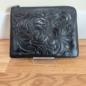Patricia Nash Cassini Tooled Leather Wristlet Black